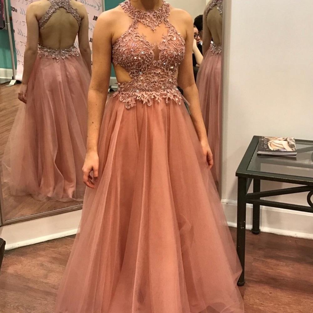 mauve pink prom dress